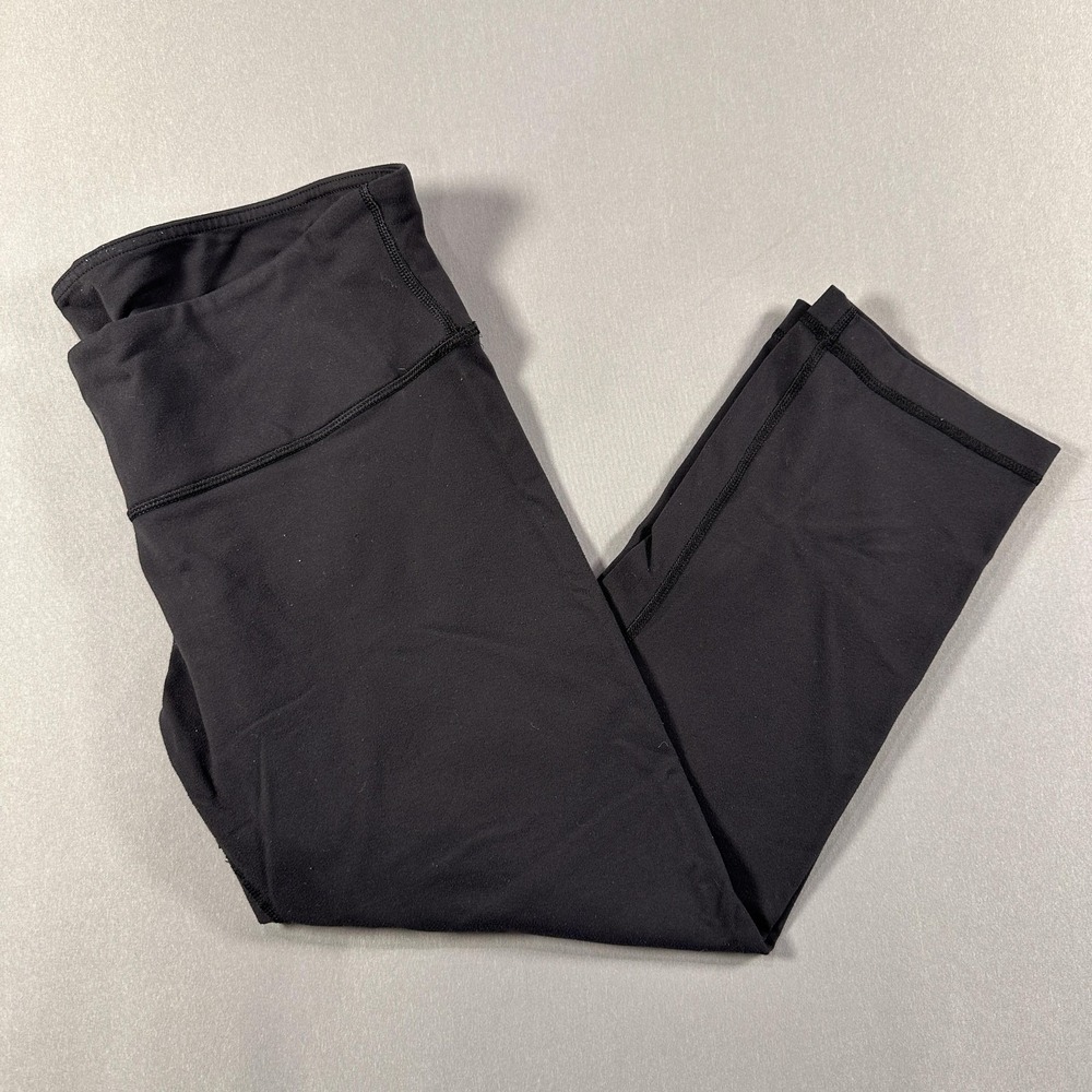 Lululemon‎ Leggings Womens 12 Black Crop Yoga Athletic Stretch Gym Workout